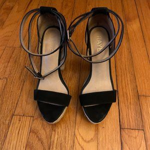 Black RAYE Helene Platforms with Jute Trimmed Heels